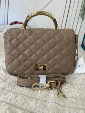 Elizabeth Grant Quilted Crossbody Bag with Gold Hardware